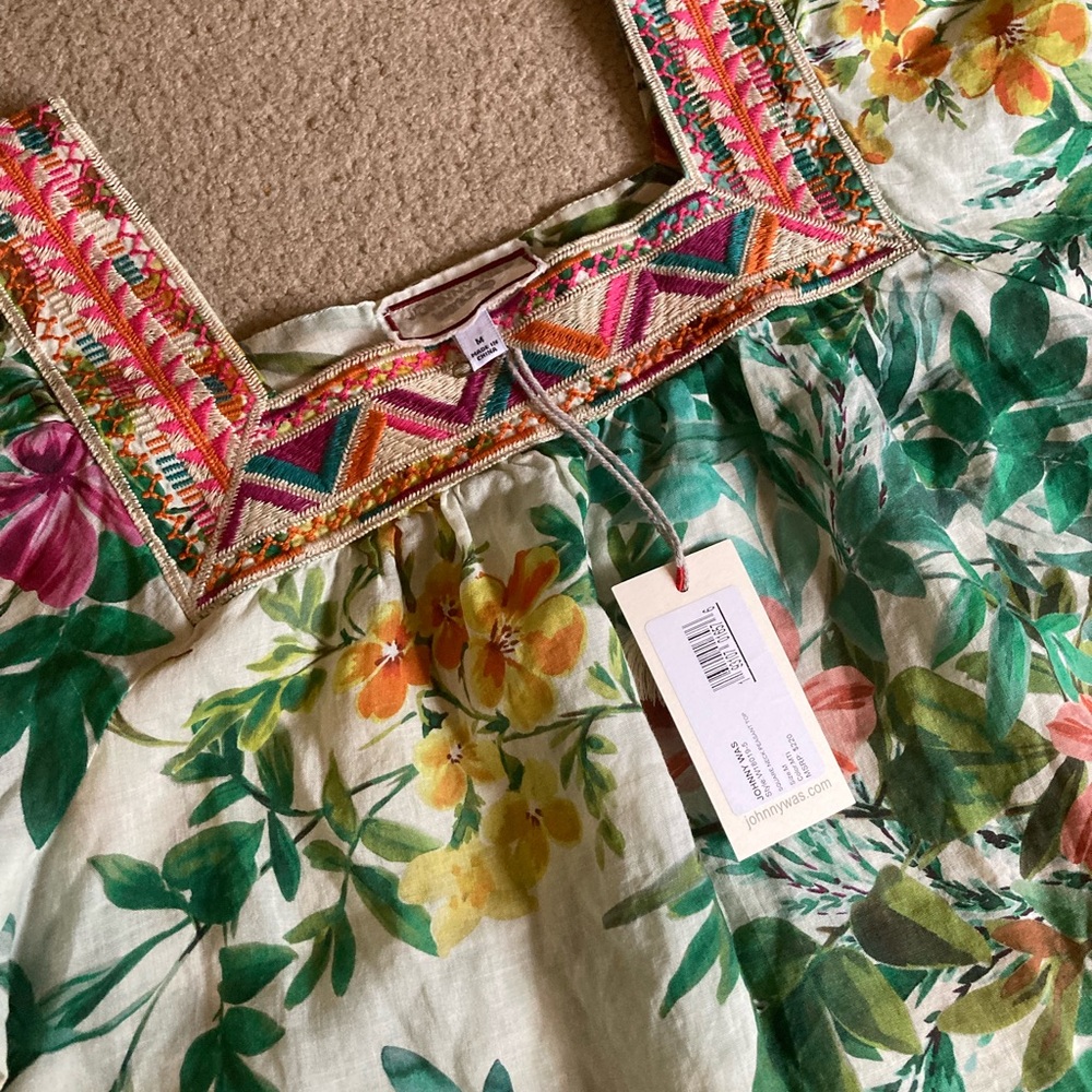 Johnny Was embroidered square neck peasant top boho NWT - Picture 2 of 14